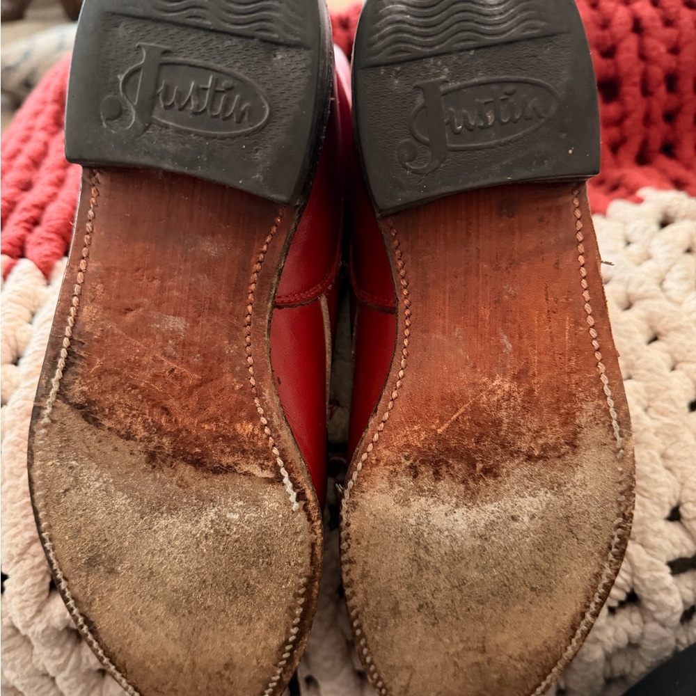 Justin Red Leather Boots - Picture 7 of 7